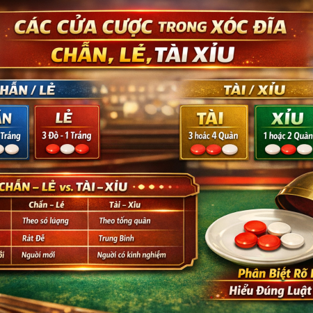 Các cửa cược trong xóc đĩa: chẵn lẻ, tài xỉu và cách phân biệt