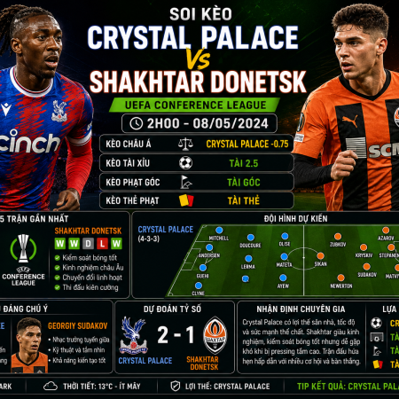 Soi kèo Crystal Palace vs Shakhtar Donetsk, 2h ngày 8/5 – Confenrence League