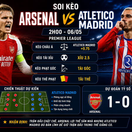 Soi kèo Arsenal vs Atletico Madrid, 2h ngày 6/5 – Champions League