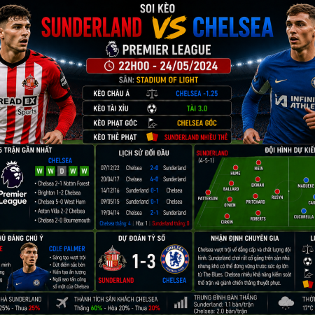 Soi kèo Sunderland vs Chelsea, 22h00 ngày 24/5 Premier League
