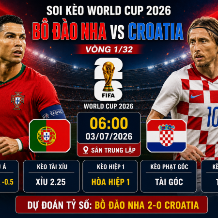 Soi kèo Bồ Đào Nha vs Croatia, 6h ngày 3/7 – vòng 1/32 World Cup 2026
