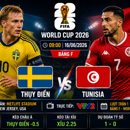 Soi Kèo Thụy Điển vs Tunisia, 9h Ngày 16/6 Bảng F World Cup 2026