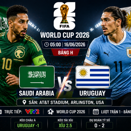 Soi Kèo Saudi Arabia vs Uruguay, 5h Ngày 16/6 Bảng H World Cup 2026
